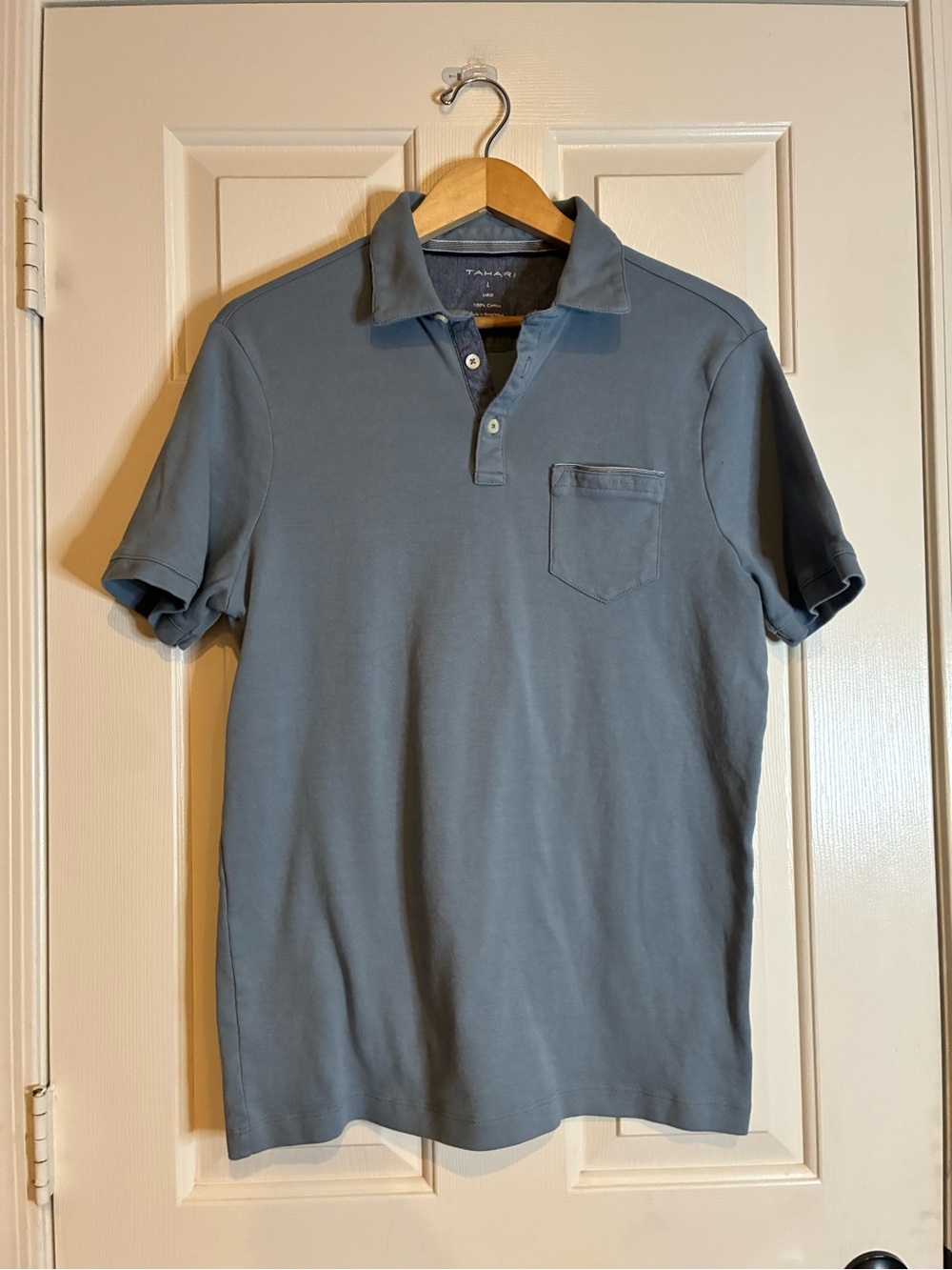 Tahari Men's Slate Blue Polo with Chest Pocket